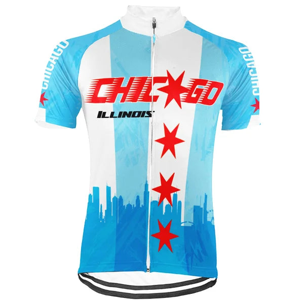Customized Chicago City Short Sleeve Cycling Jersey For Men and Women