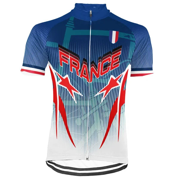 Customized France Short Sleeve Cycling Jersey For Men and Women