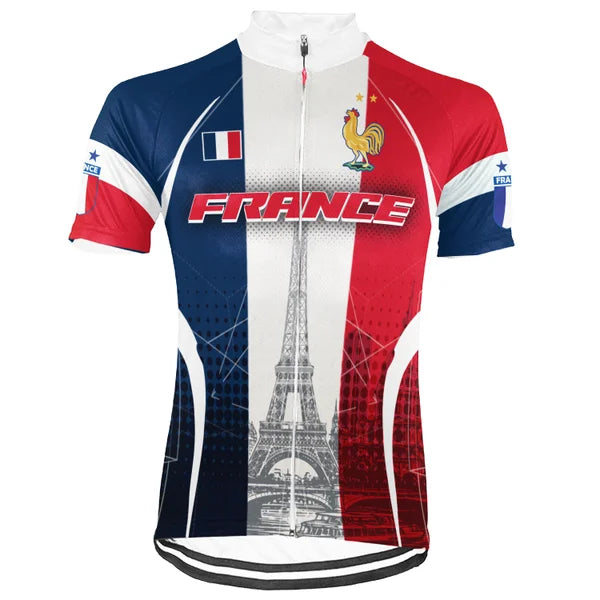 Customized France Short Sleeve Cycling Jersey For Men and Women