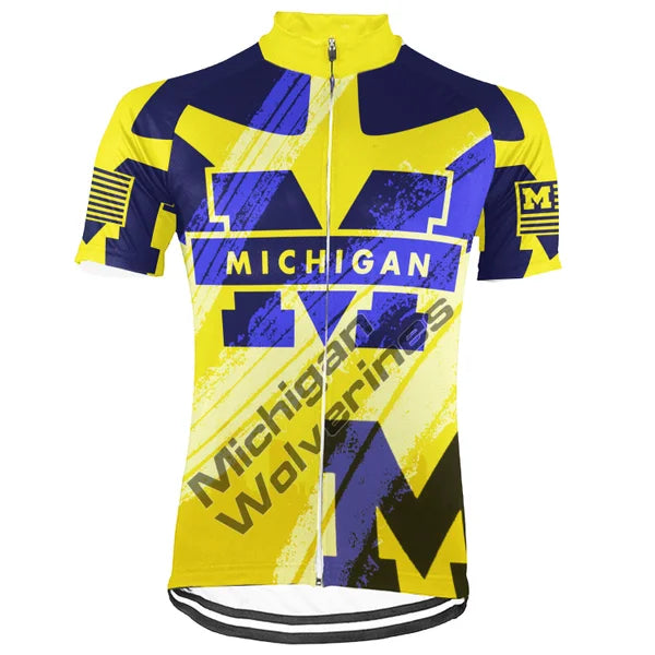 Customized Michigan Wolverines Short Sleeve Cycling Jersey for Men