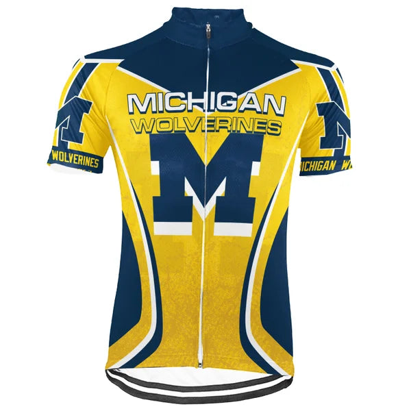 Customized Michigan Wolverines Short Sleeve Cycling Jersey for Men