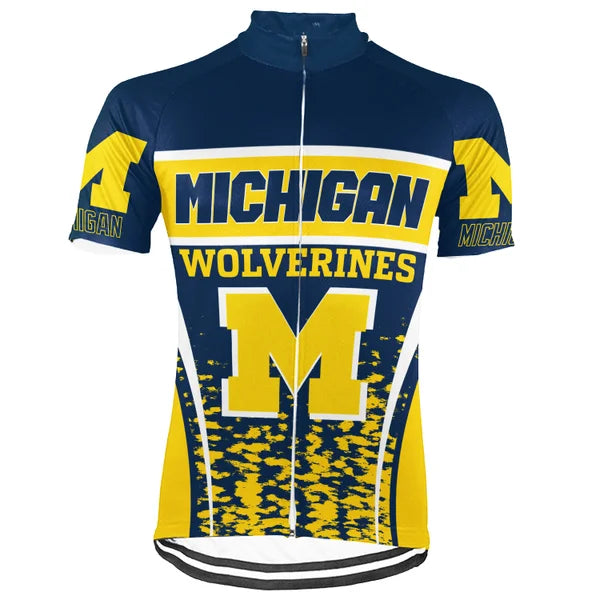 Customized Michigan Wolverines Short Sleeve Cycling Jersey for Men