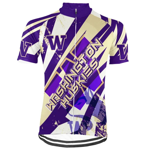 Customized Washington Huskies Short Sleeve Cycling Jersey for Men and Women