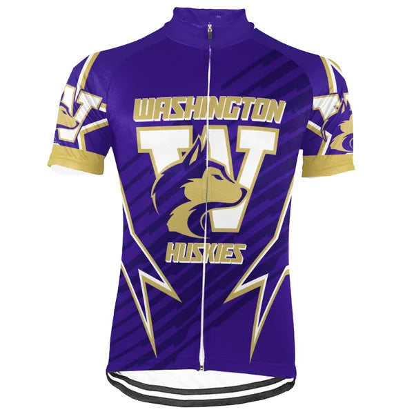 Customized Washington Huskies Short Sleeve Cycling Jersey for Men and Women