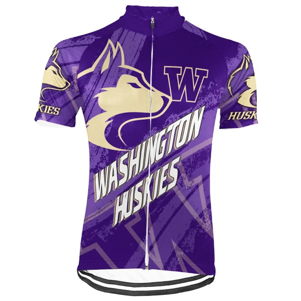 Customized Washington Huskies Short Sleeve Cycling Jersey for Men and Women