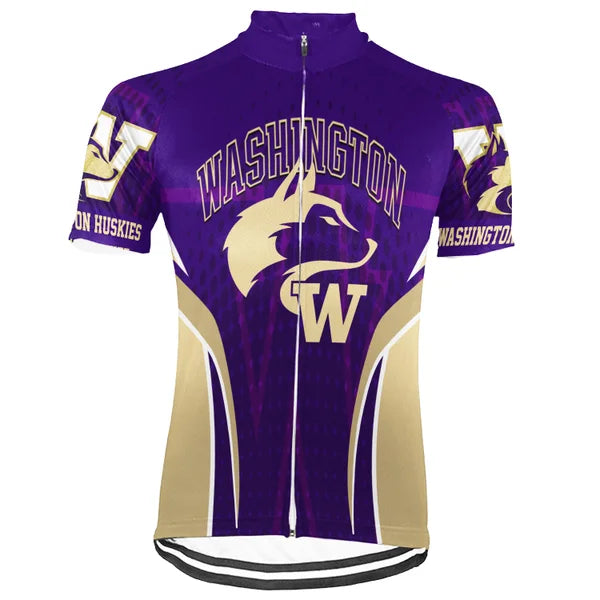 Customized Washington Huskies Short Sleeve Cycling Jersey for Men and Women