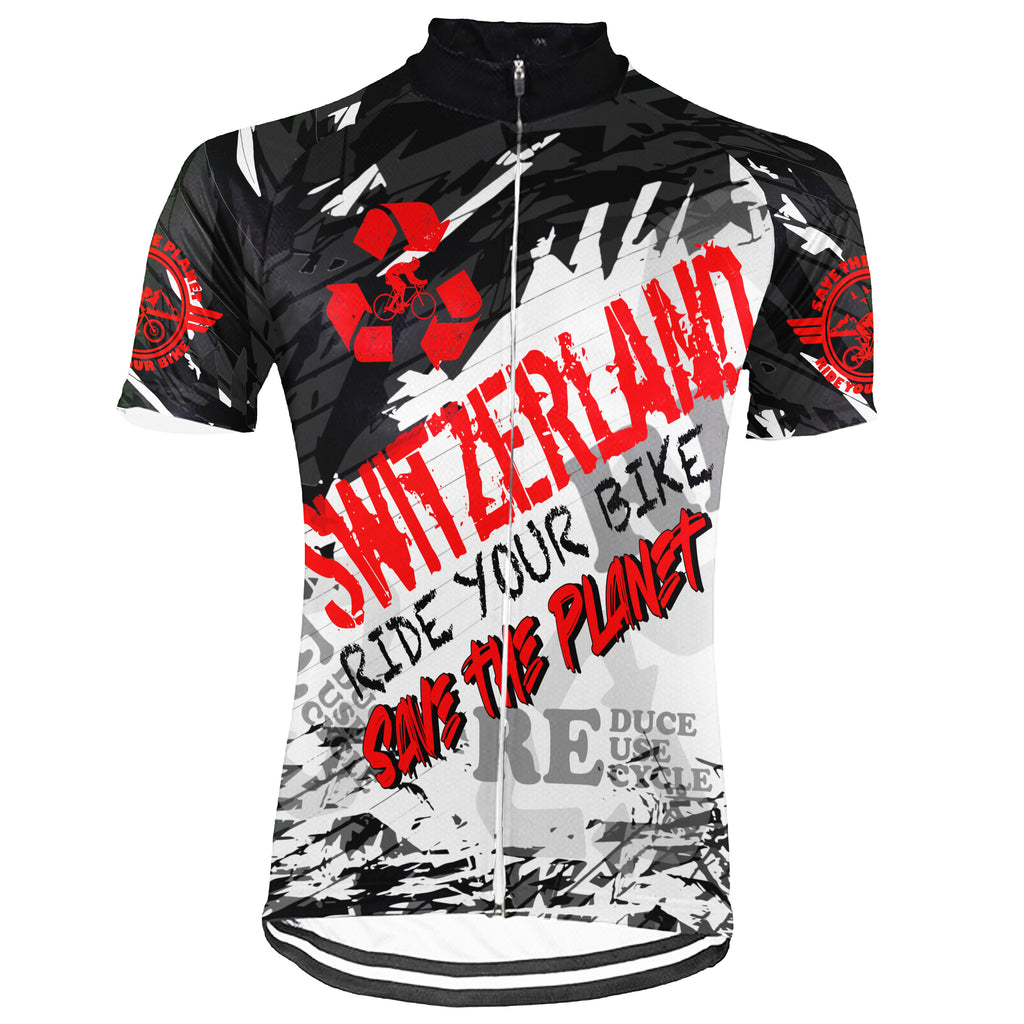 Colection 4 - Customized Switzerland Environmental Protection Save The Planet Short Sleeve Cycling Jersey For Men And Women