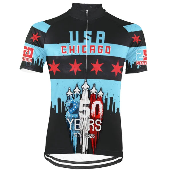 Customized Chicago-America 250th Anniversary Short Sleeve Cycling Jersey For Men And Women