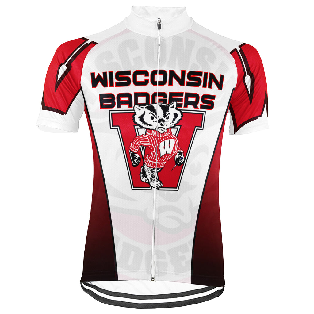 Customized Wisconsin Badgers Short Sleeve Cycling Jersey for Men and Women