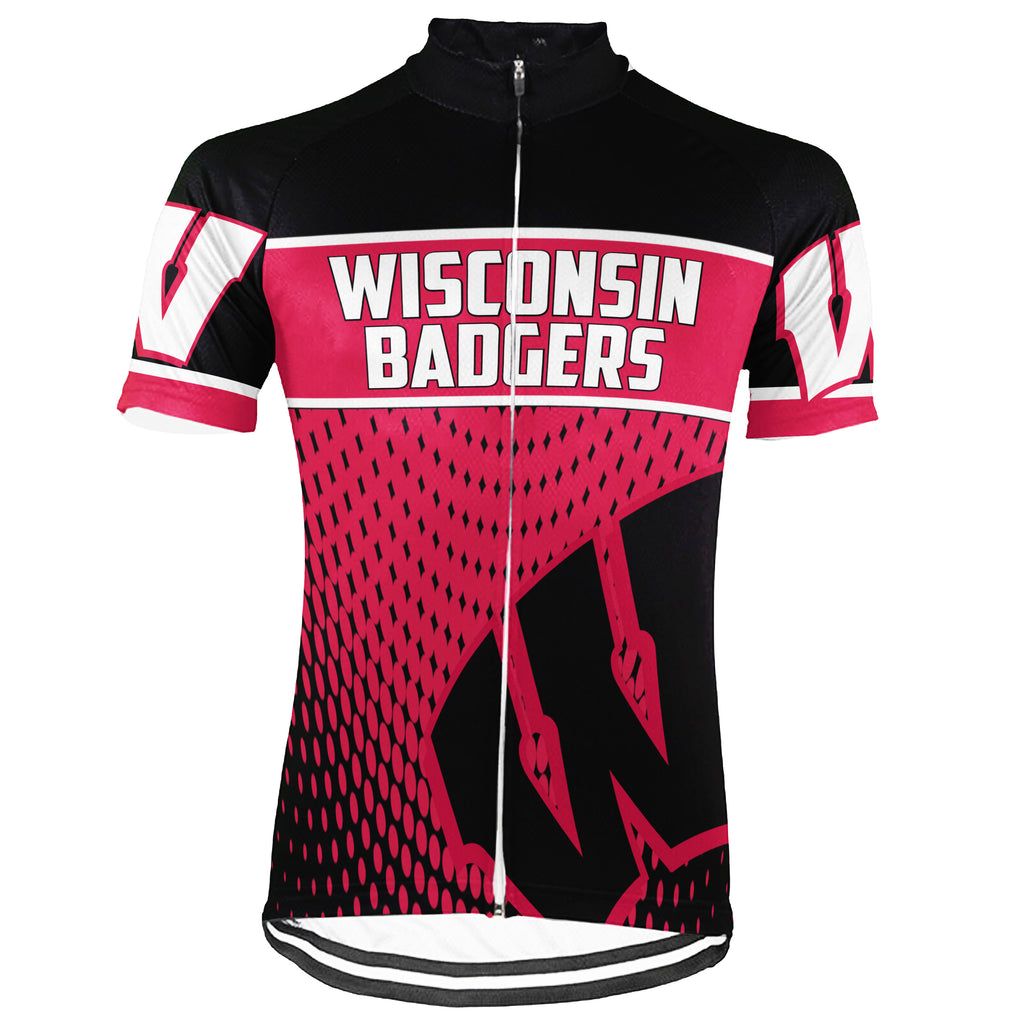 Customized Wisconsin Badgers Short Sleeve Cycling Jersey for Men and Women