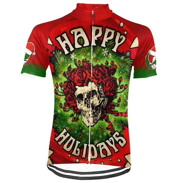 Customized Christmas Grateful Dead Fan Short Sleeve Cycling Jersey For Men