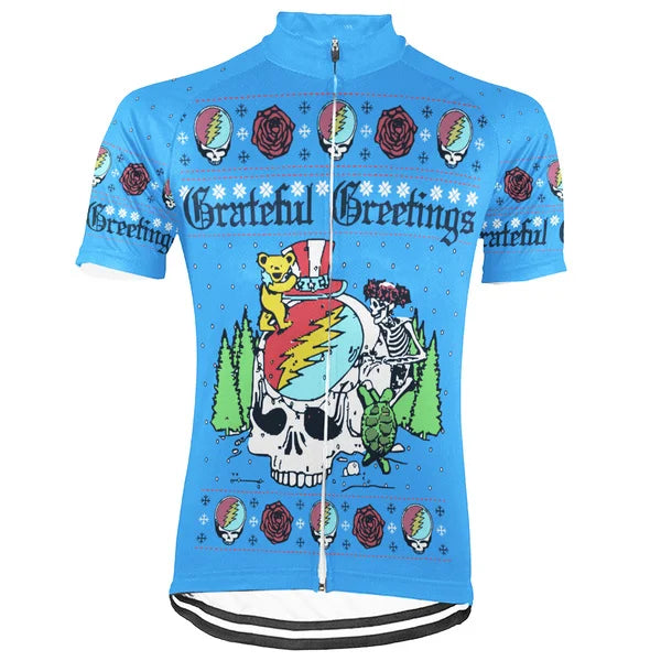Customized Christmas Grateful Dead Fan Short Sleeve Cycling Jersey For Men