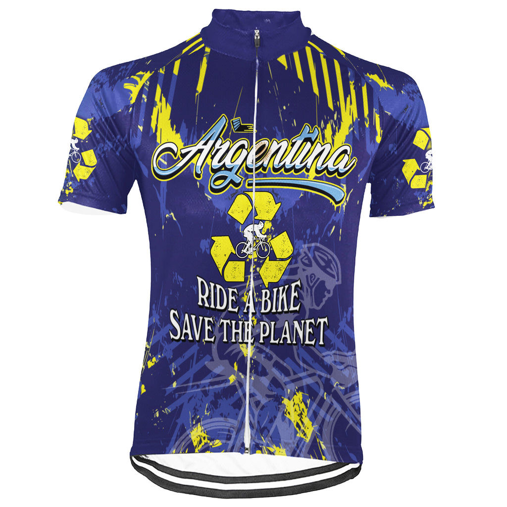 Customized Argentina Environmental Protection Save The Planet Short Sleeve Cycling Jersey For Men And Women