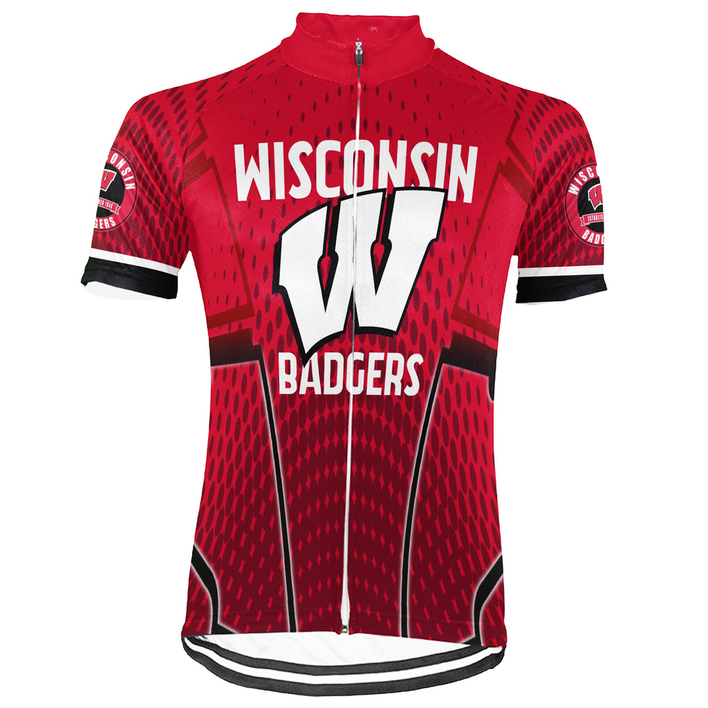 Customized Wisconsin Badgers Short Sleeve Cycling Jersey for Men and Women