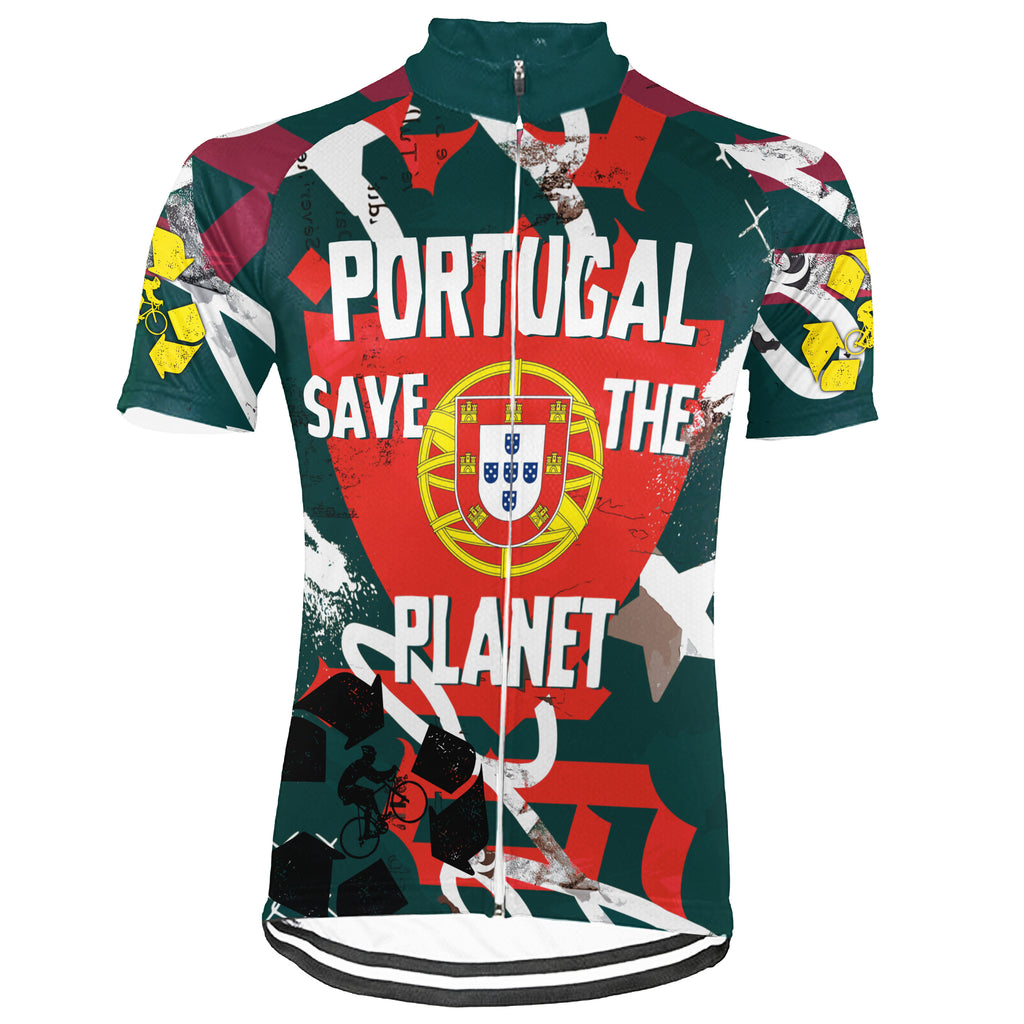 Customized Portugal Environmental Protection Save The Planet Short Sleeve Cycling Jersey For Men And Women