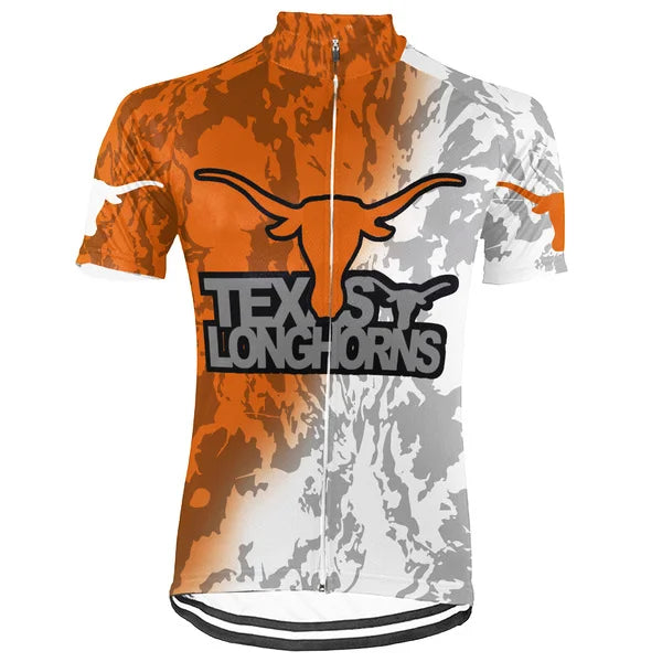 Customized Texas Longhorns Short Sleeve Cycling Jersey for Men