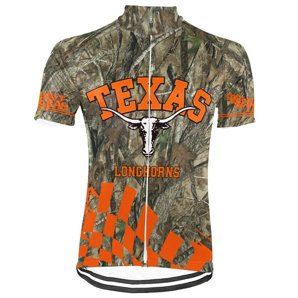 Customized Texas Longhorns Short Sleeve Cycling Jersey for Men