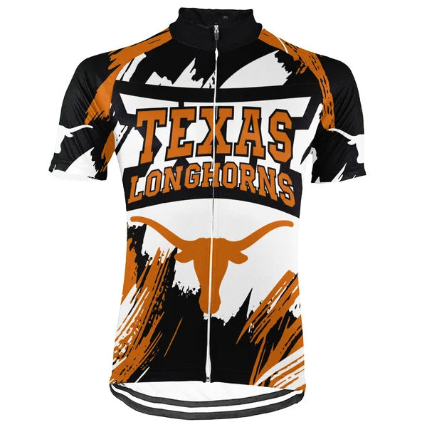 Customized Texas Longhorns Short Sleeve Cycling Jersey for Men