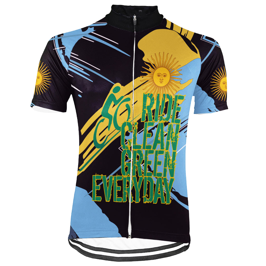 Customized Argentina Environmental Protection Save The Planet Short Sleeve Cycling Jersey For Men And Women