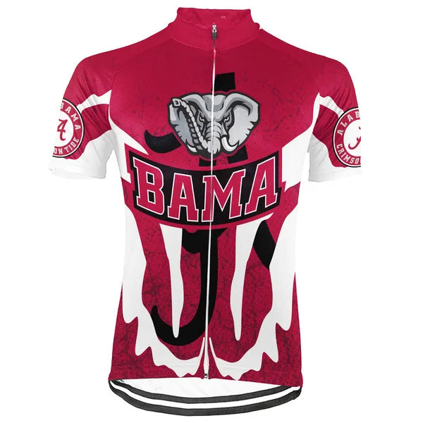 Customized Alabama Crimson Tide Short Sleeve Cycling Jersey for Men