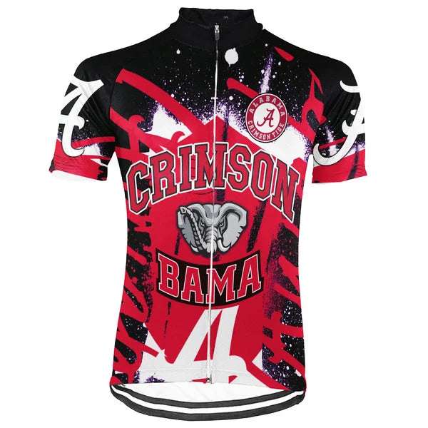 Customized Alabama Crimson Tide Short Sleeve Cycling Jersey for Men