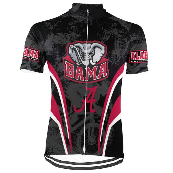 Customized Alabama Crimson Tide Short Sleeve Cycling Jersey for Men