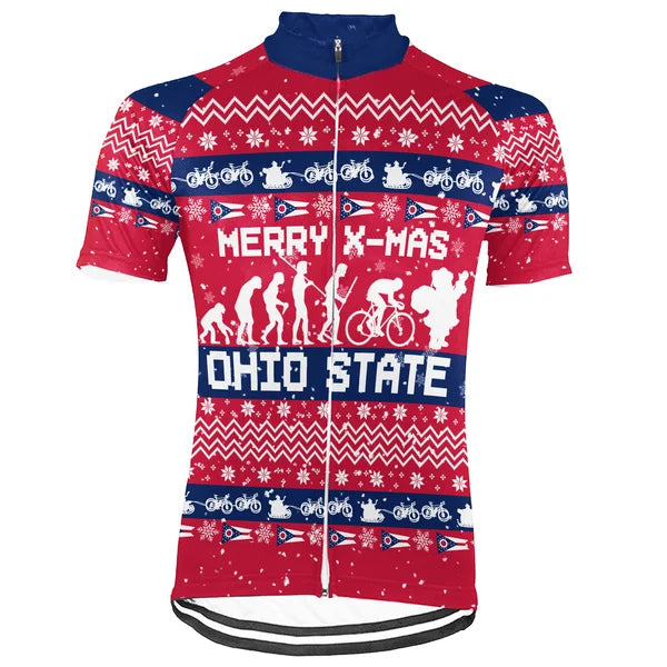 Customized Ohio Christmas Short Sleeve Cycling Jersey For Men And Women