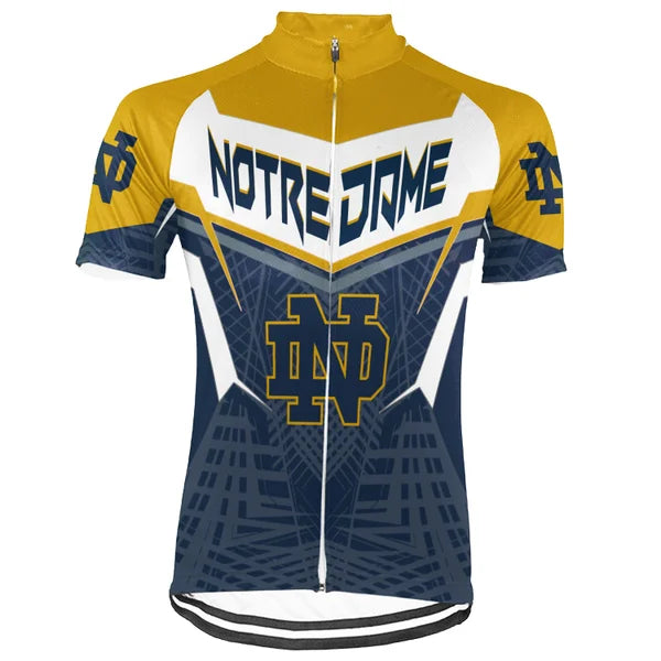 Customized Uni of Notre Dame Short Sleeve Cycling Jersey For Men and Women
