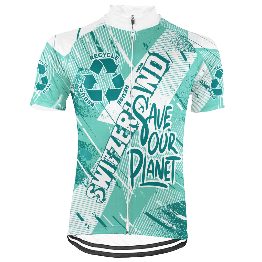 Colection 3 - Customized Switzerland Environmental Protection Save The Planet Short Sleeve Cycling Jersey For Men And Women