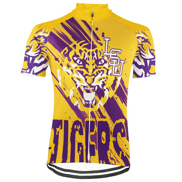 Customized LSU Tigers Short Sleeve Cycling Jersey for Men