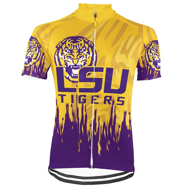 Customized LSU Tigers Short Sleeve Cycling Jersey for Men