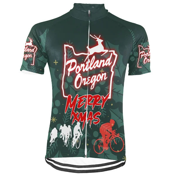 Customized Oregon Christmas Short Sleeve Cycling Jersey For Men And Women