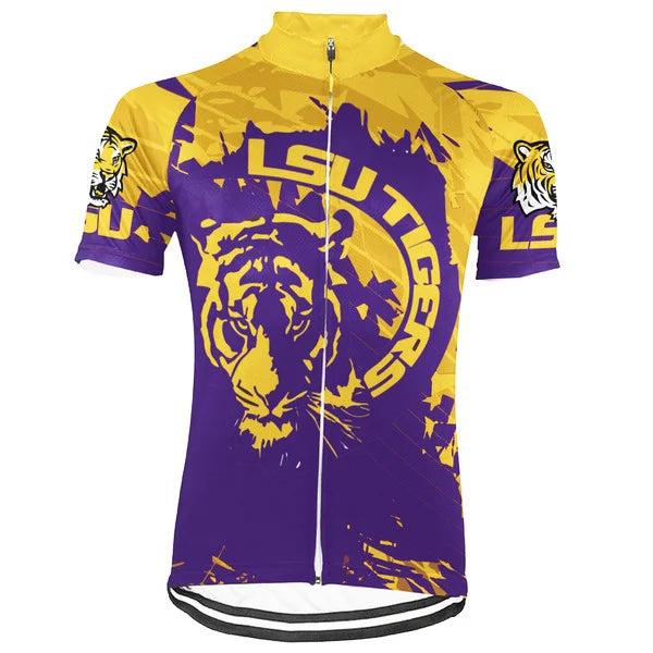 Customized LSU Tigers Short Sleeve Cycling Jersey for Men