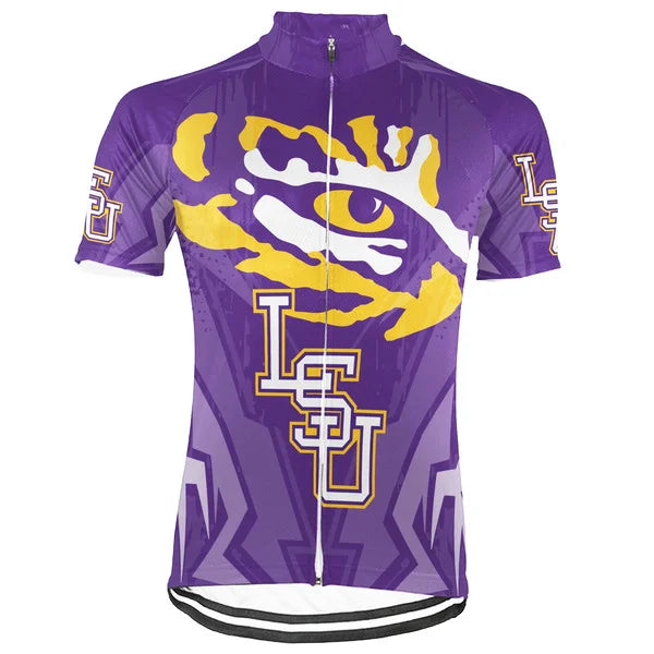 Customized LSU Tigers Short Sleeve Cycling Jersey for Men