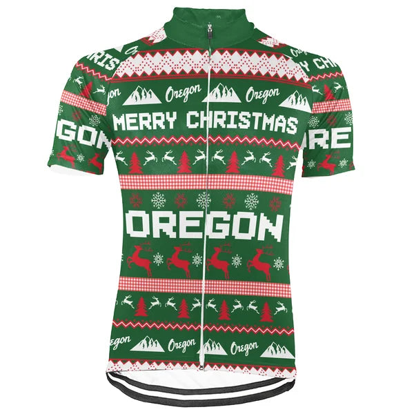 Customized Oregon Christmas Short Sleeve Cycling Jersey For Men And Women