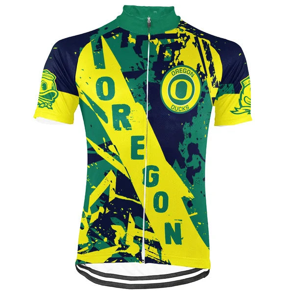 Customized Oregon Ducks Short Sleeve Cycling Jersey for Men