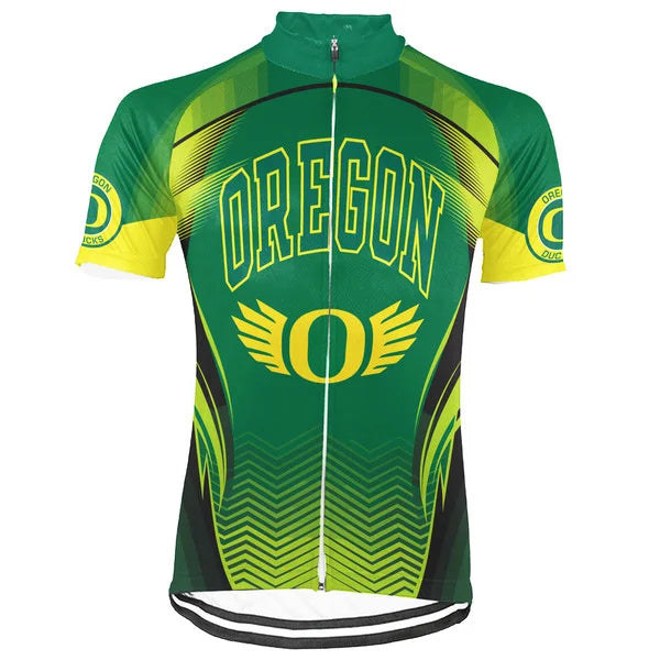 Customized Oregon Ducks Short Sleeve Cycling Jersey for Men