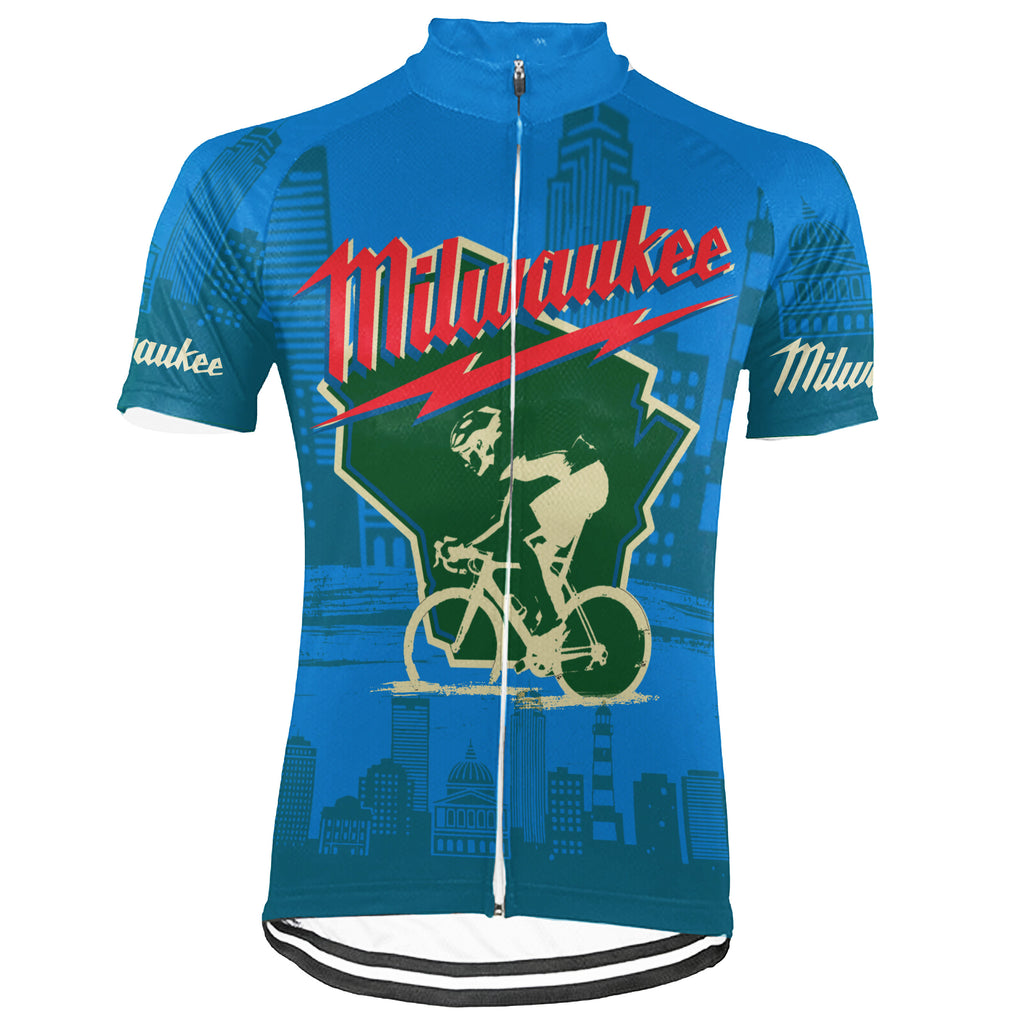 Customized Milwaukee Short Sleeve Cycling Jersey for Men