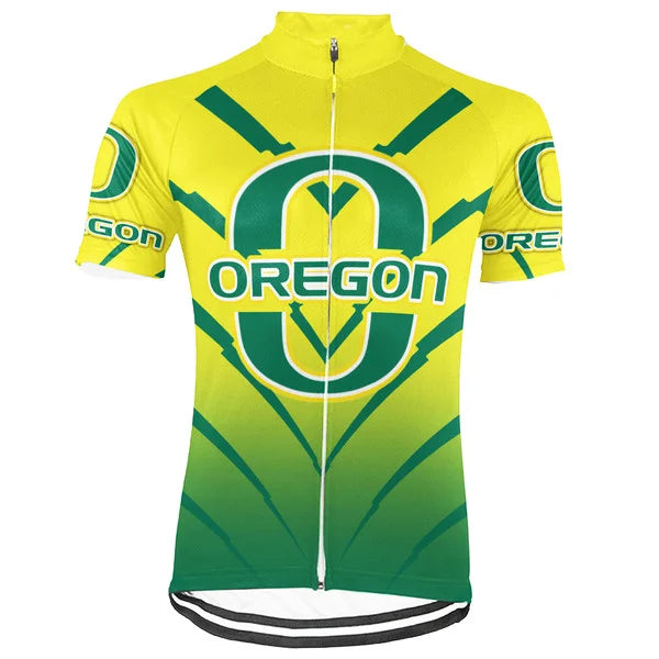 Customized Oregon Ducks Short Sleeve Cycling Jersey for Men