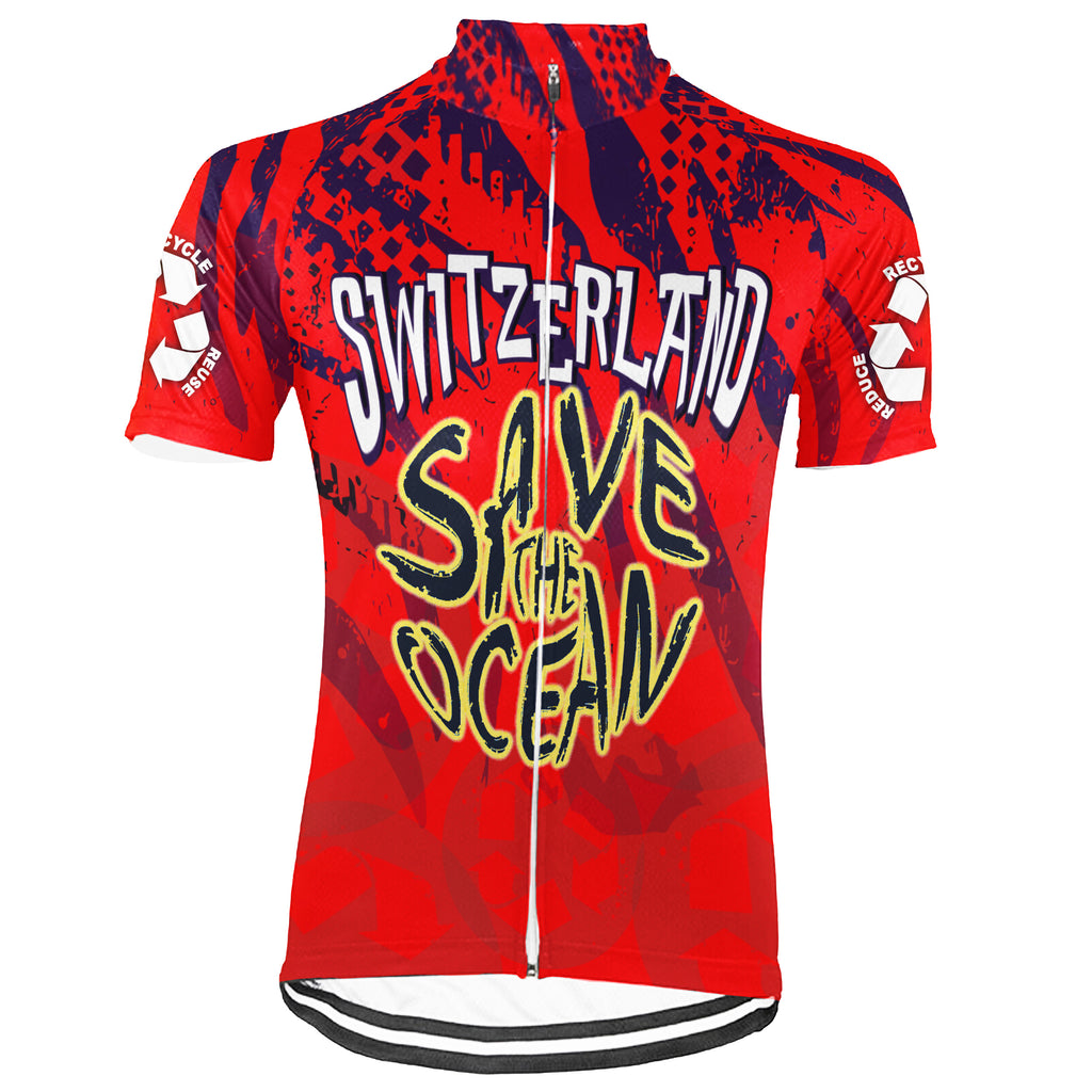 Colection 3 - Customized Switzerland Environmental Protection Save The Planet Short Sleeve Cycling Jersey For Men And Women