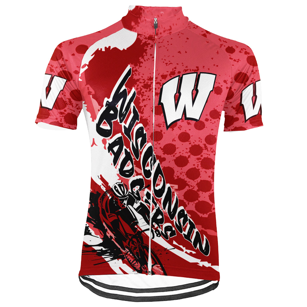 Customized Wisconsin Badgers Short Sleeve Cycling Jersey for Men and Women