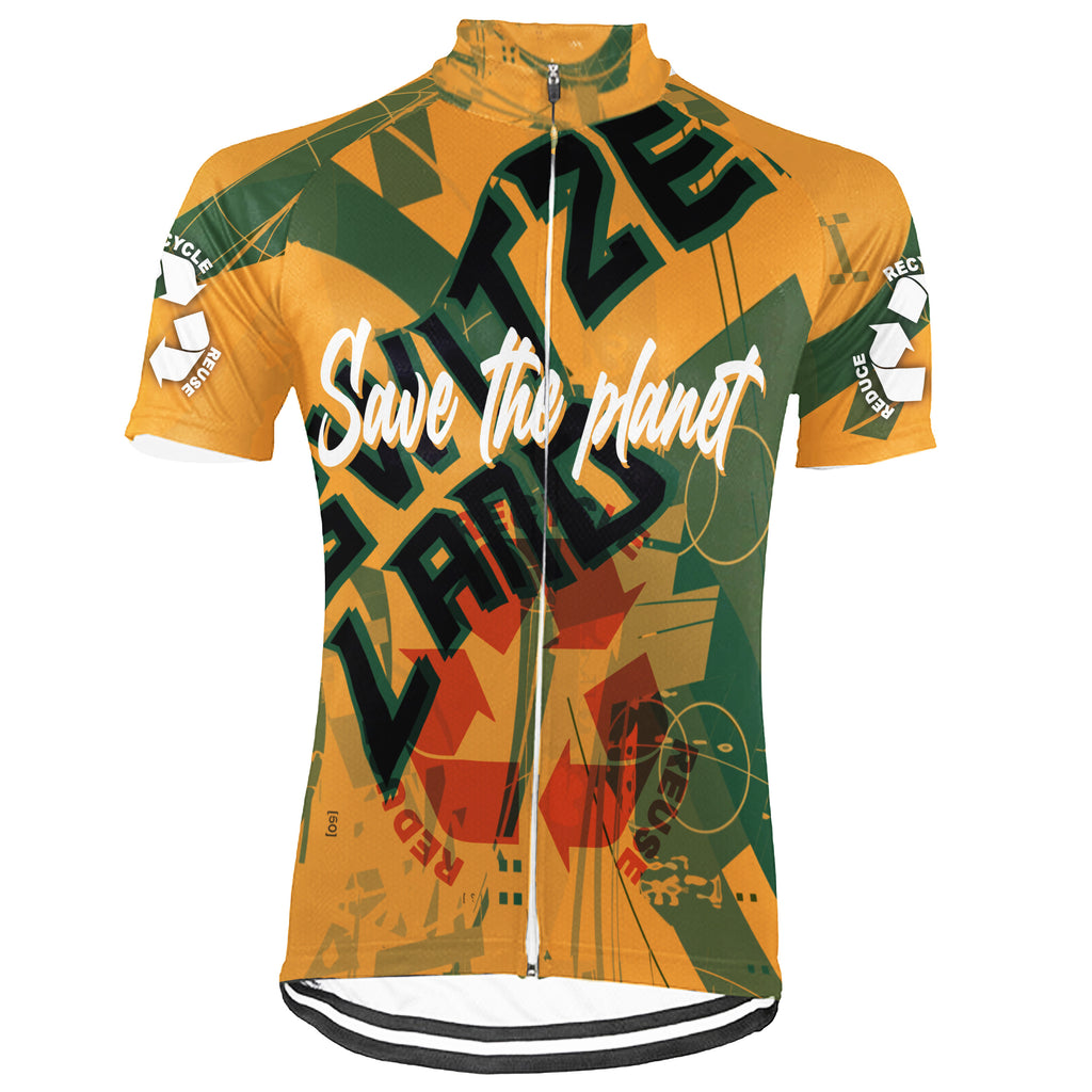 Colection 3 - Customized Switzerland Environmental Protection Save The Planet Short Sleeve Cycling Jersey For Men And Women
