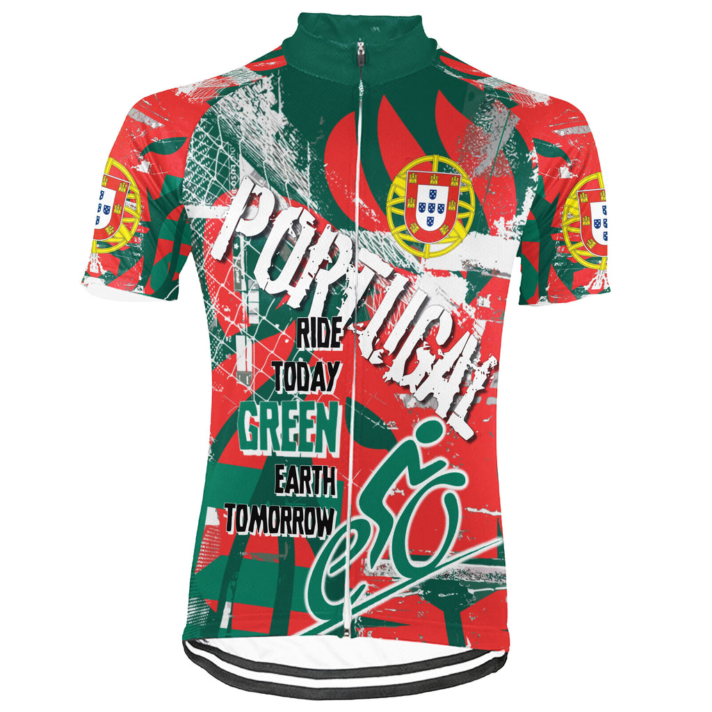 Customized Portugal Environmental Protection Save The Planet Short Sleeve Cycling Jersey For Men And Women