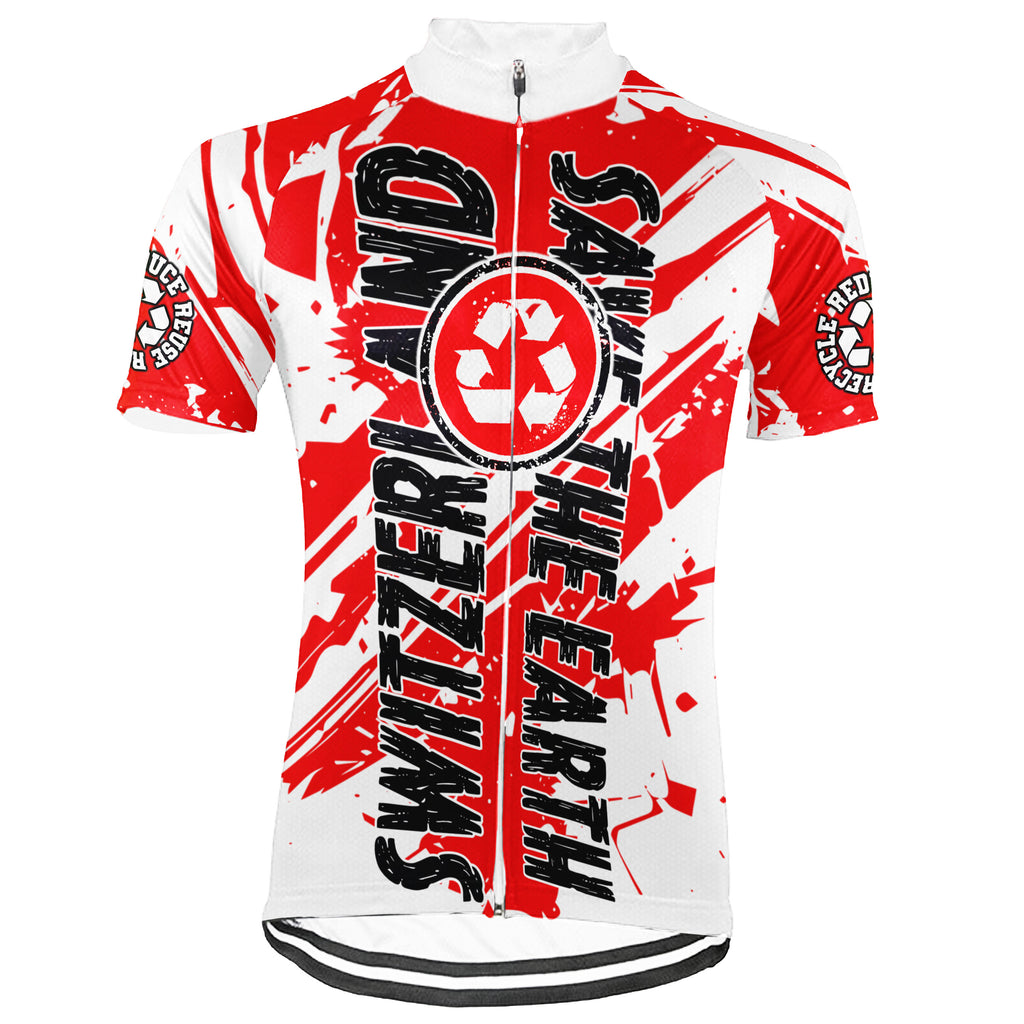 Colection 1 - Customized Switzerland Environmental Protection Save The Planet Short Sleeve Cycling Jersey For Men And Women