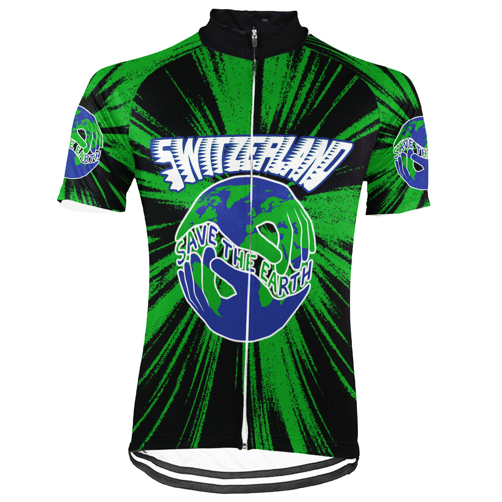 Colection 2 - Customized Switzerland Environmental Protection Save The Planet Short Sleeve Cycling Jersey For Men And Women