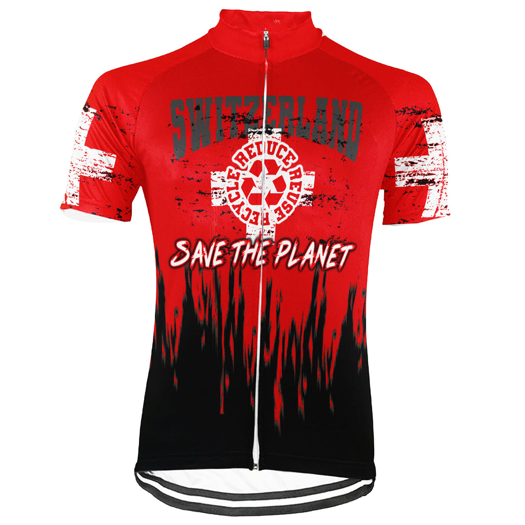Colection 2 - Customized Switzerland Environmental Protection Save The Planet Short Sleeve Cycling Jersey For Men And Women