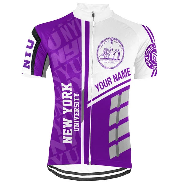Customized New York University (NYU) Short Sleeve Cycling Jersey For Men And Women