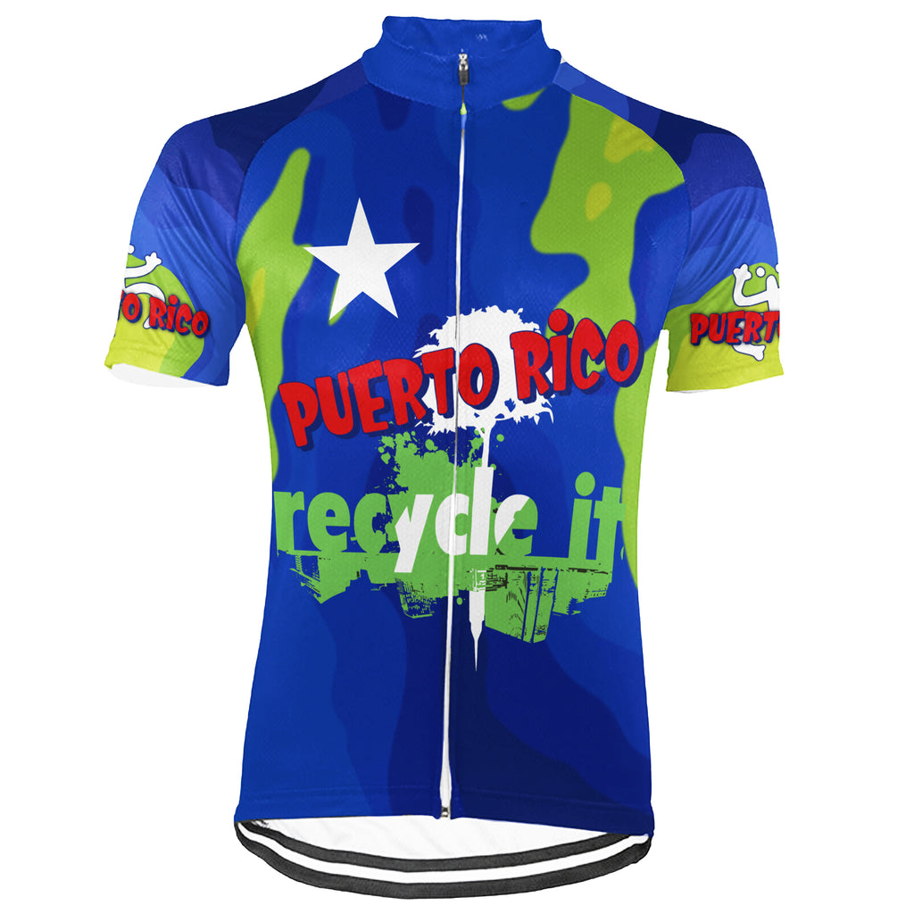 Customized Ride Green, Ride for Peace Puerto Rico Short Sleeve Cycling Jersey For Men And Women