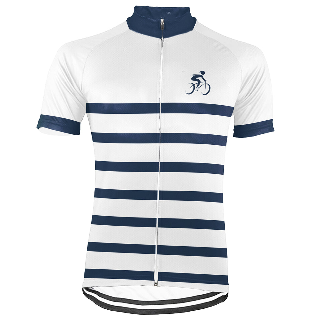 Customized Horizontal Stripes Short Sleeve Cycling Jersey for Men
