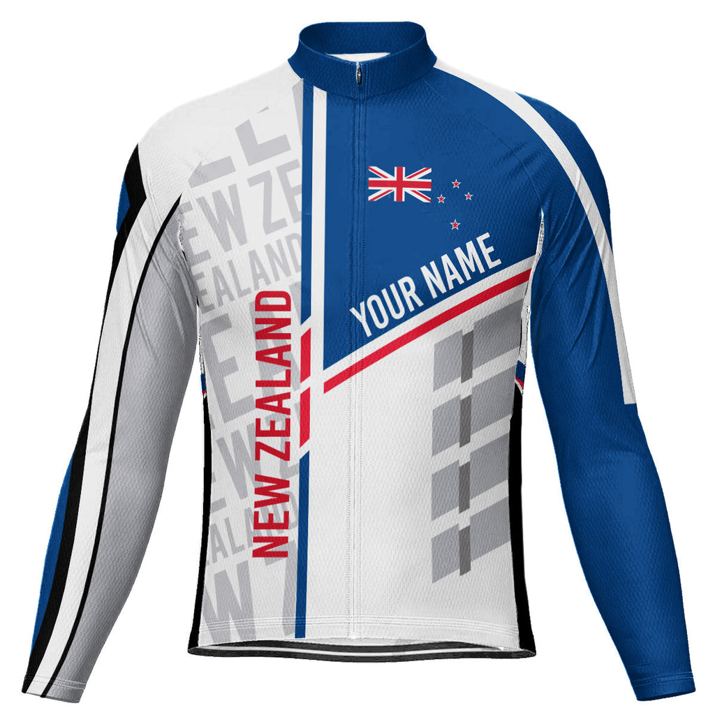 Customized New Zealand Winter Thermal Fleece Long Sleeve Cycling Jersey for Men